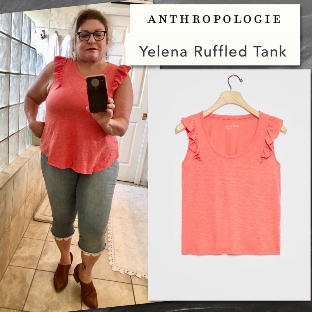 Anthropologie Yelena Red Ruffle Tank Top 1X NWT